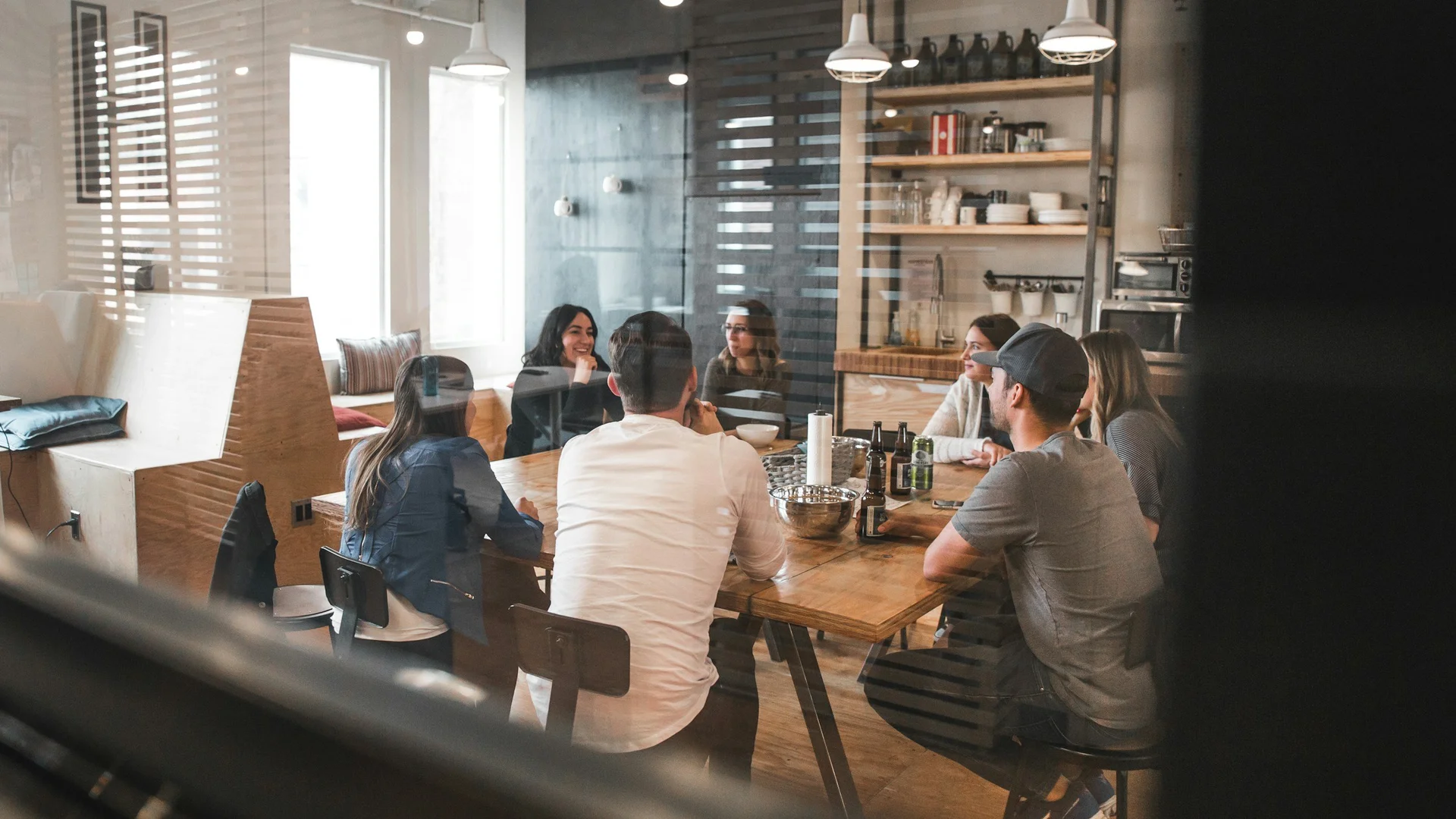 Business colleagues working together around a table
